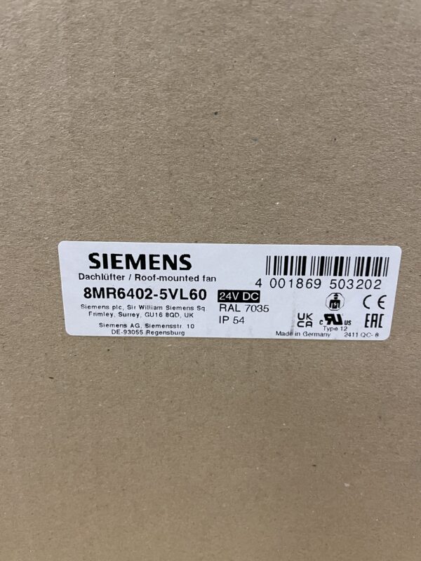 Siemens Roof-Mounted Fan 8MR6402-5VL60