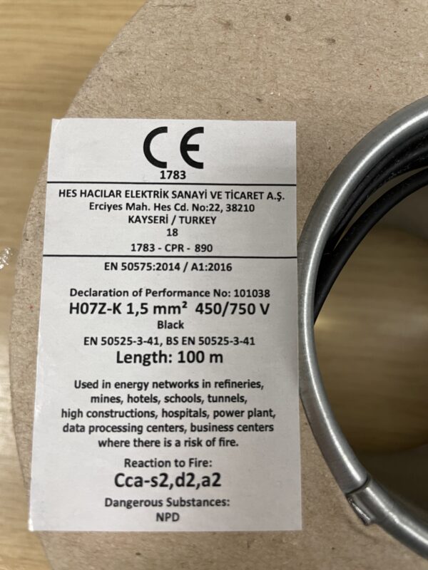 1.5mm2 6701B LSZH Black Wire