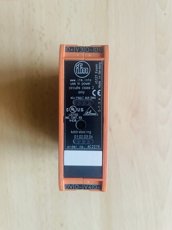 IFM AC2219 AS-i Output Module – 4× 0–10 V Analog Outputs, SmartLine25, IP20 (Used)