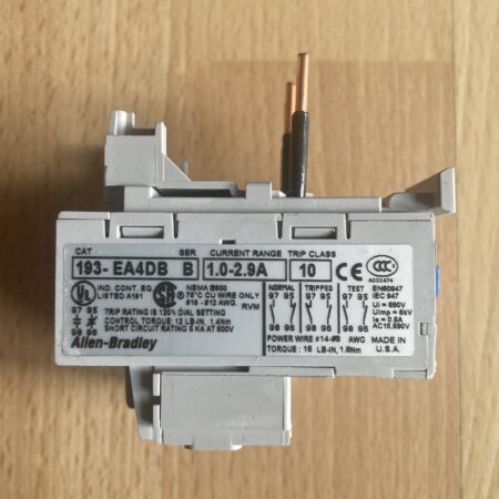 Allen-Bradley 193-EA4DB Solid-State Overload Relay – 1.0–2.9 A, Trip Class 10, Auto/Manual Reset (New in Original Packaging)