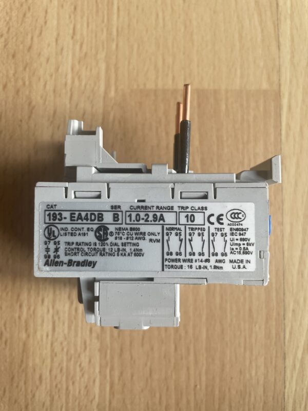 Allen-Bradley 193-EA4DB Solid-State Overload Relay – 1.0–2.9 A, Trip Class 10, Auto/Manual Reset (New in Original Packaging)