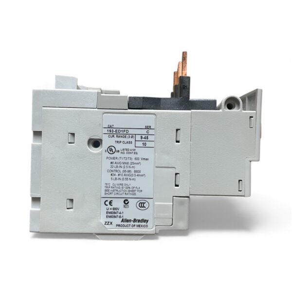 Allen-Bradley 193-ED1FD E1 Plus Solid-State Overload Relay – 9–45 A, Class 10 (Used with Original Packaging)