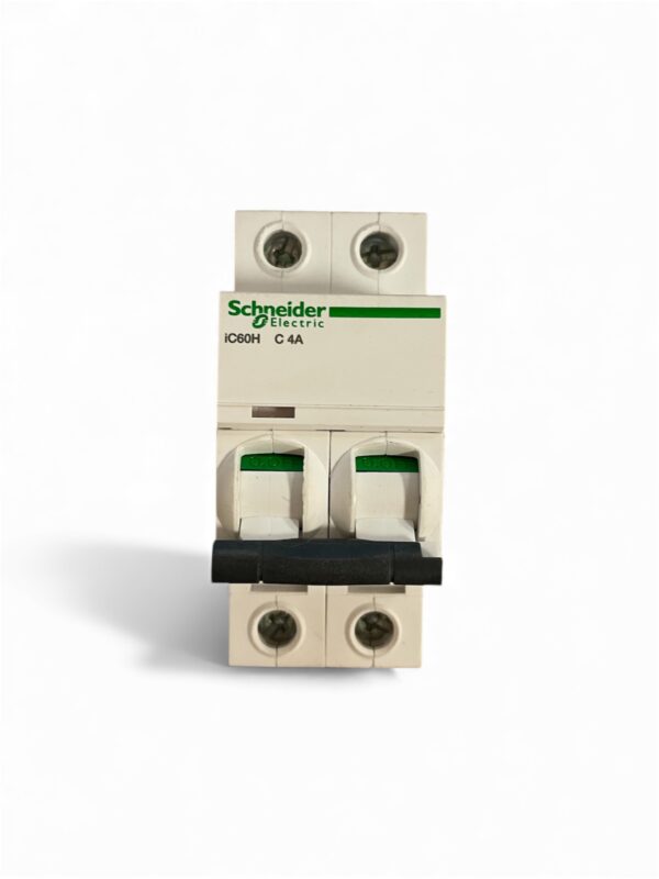Schneider A9F54204 Acti9 iC60H 2P 4A C Miniature Circuit Breaker -- Used