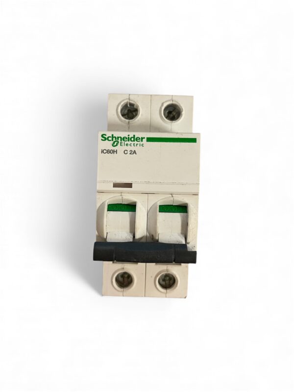 Schneider A9F54202 Acti9 ic60H 2P 2A C Miniature Circuit Breaker -- Used