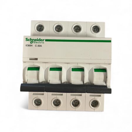 Schneider A9F54420 Acti9 iC60H 4P 20A C Miniature Circuit Breaker -- Used
