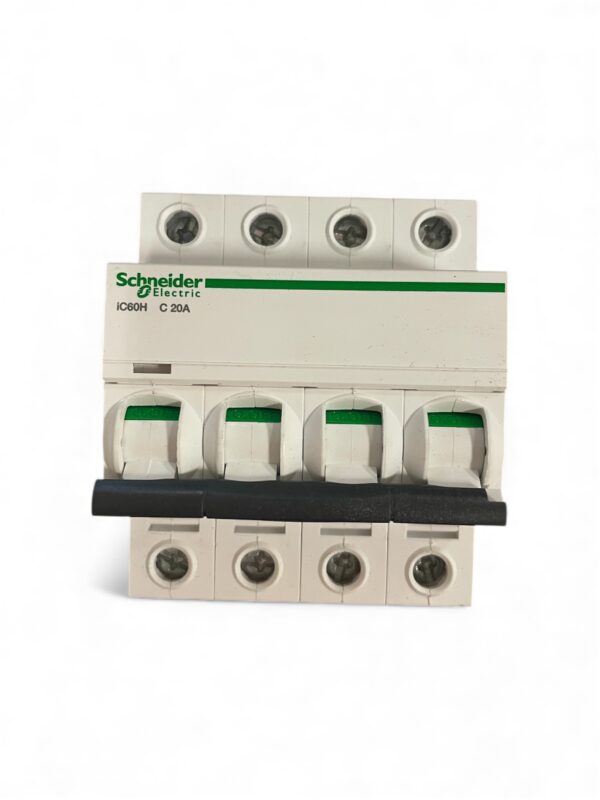 Schneider A9F54420 Acti9 iC60H 4P 20A C Miniature Circuit Breaker -- Used